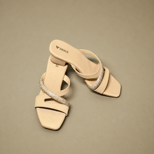 WOMENS EMBELLISHED STRAP BLOCK HEEL SANDALS K34