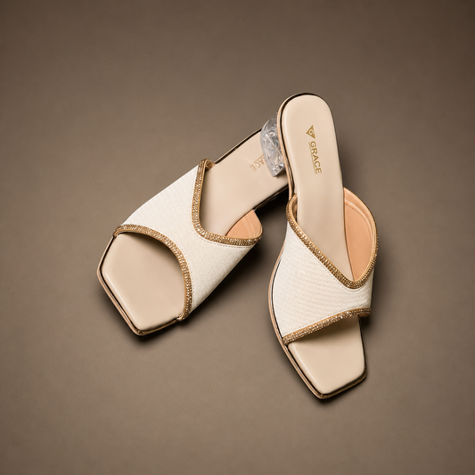 WOMEN CHIC TEXTURED STRAP HEEL SANDALS SS139
