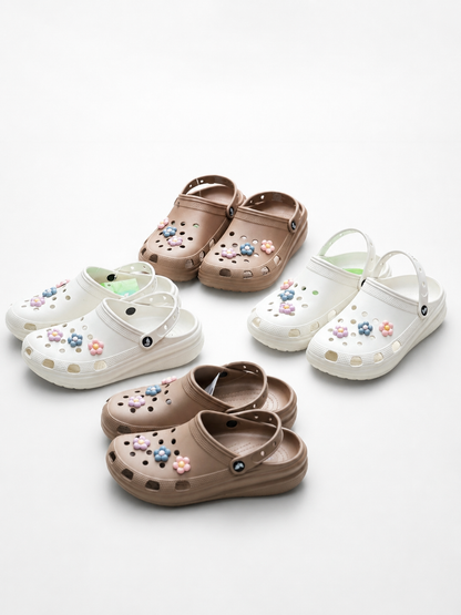 WOMEN MINIMAL FLORAL CLOGS
