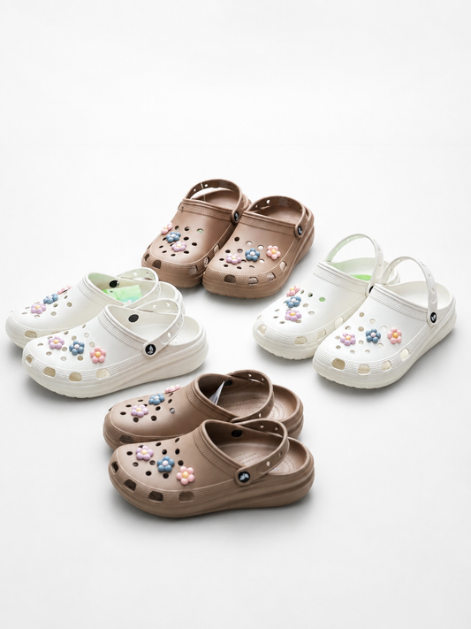 WOMEN MINIMAL FLORAL CLOGS