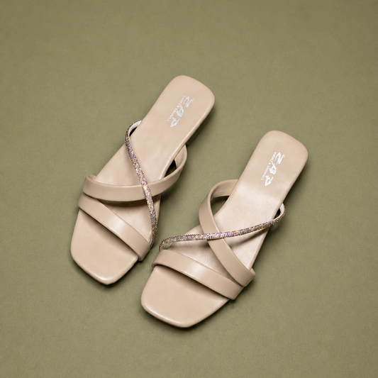 WOMEN CREAM FLAT SANDALS BB04