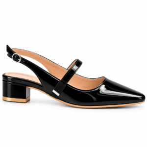 Black Patent Slingback Mary Jane Heels