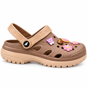 Brown Clog with Colourful Charms