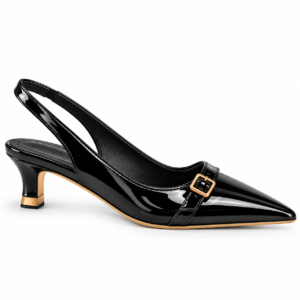 Glossy Black Patent Slingback Pumps