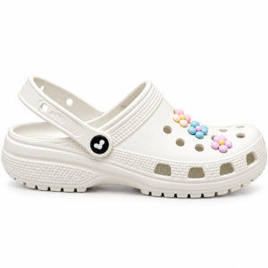 White Floral Charm Clog Sandal