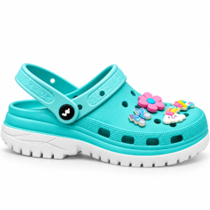 Turquoise Floral Charm Clog Sandal